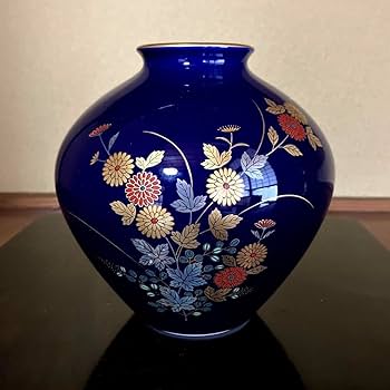 Amazon.co.jp: 有田焼 香蘭社 花瓶 花器 花入 ルリ釉 瑠璃釉